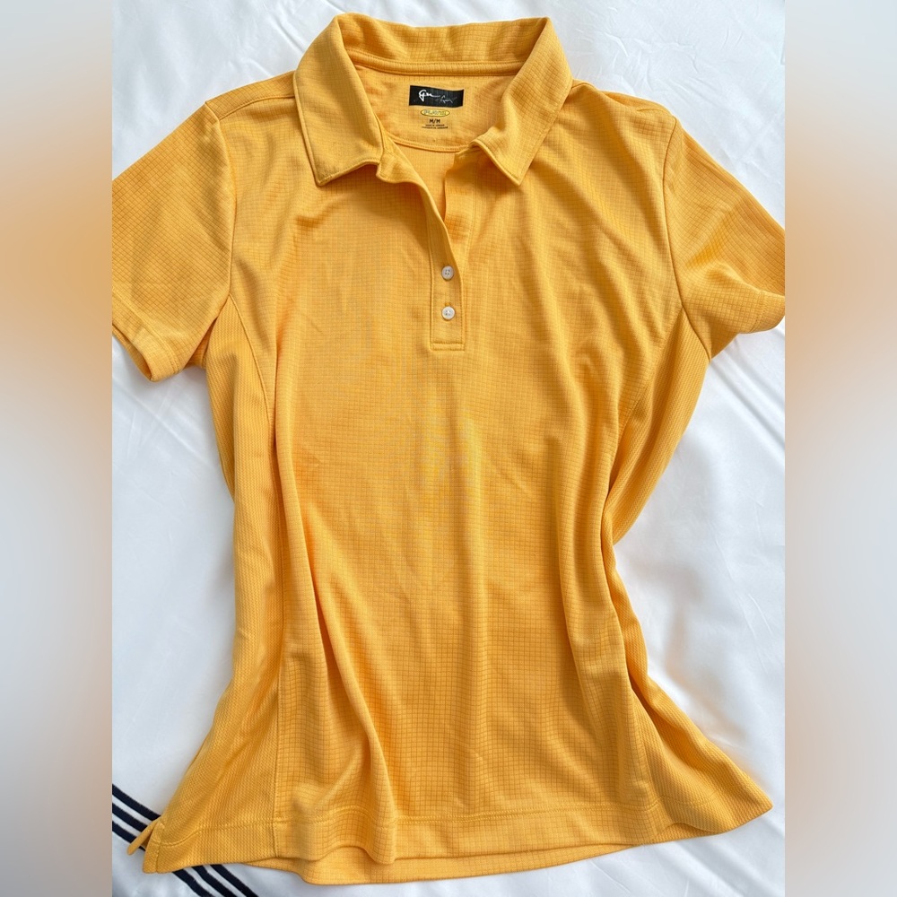 Greg Norman Collection Bright Yellow Gold Polo Shirt PLAY DRY New  Size M